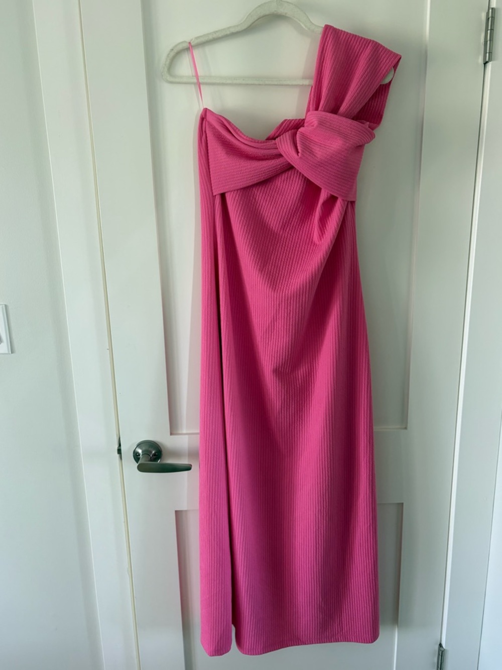 Porridge Anthropologie Twist‑Front One‑Shoulder Ribbed Maxi Dress Pink L NWT